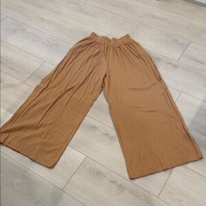 Free People Beach Wide-Leg Tan Pants Elastic Waist SZ XS